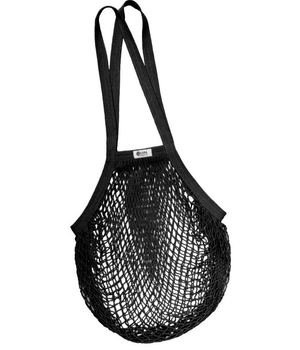 Hálós bevásárló táska biopamut, hosszú füles (fekete)