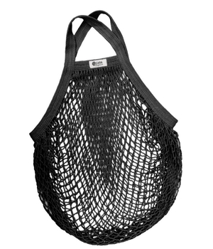 Hálós bevásárló táska biopamut, rövid füles (fekete)