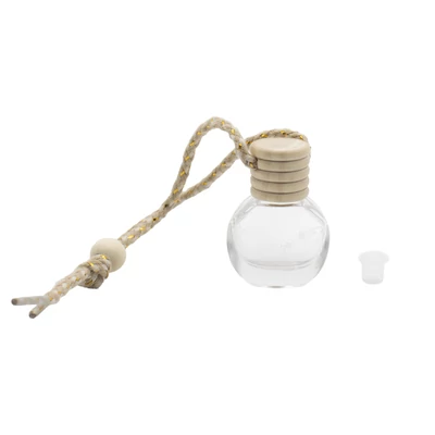 Üveg tároló golyó, kupakkal, fa dugóval (8 ml)