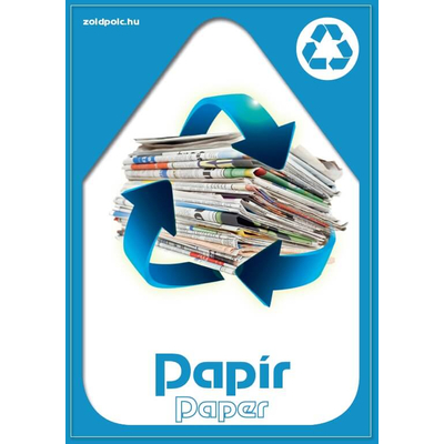 Szelektív hulladékgyűjtés matrica, kültéri (papír-kék,A4)