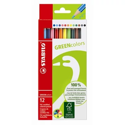 Színes ceruza készlet, Stabilo GreenColors (12 szín)