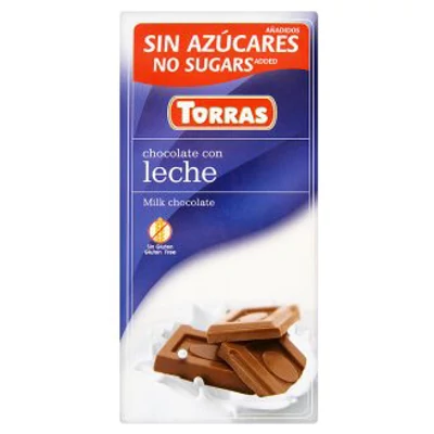 A Torras gluténmentes tejcsokoládé hozzáadott cukor nélkül készült, pálmaolajmentes. Kiszerelés: 75 g