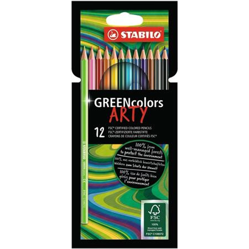 STABILO &quot;GreenColors ARTY&quot; Színes ceruza készlet - hatszögletű (12 db)