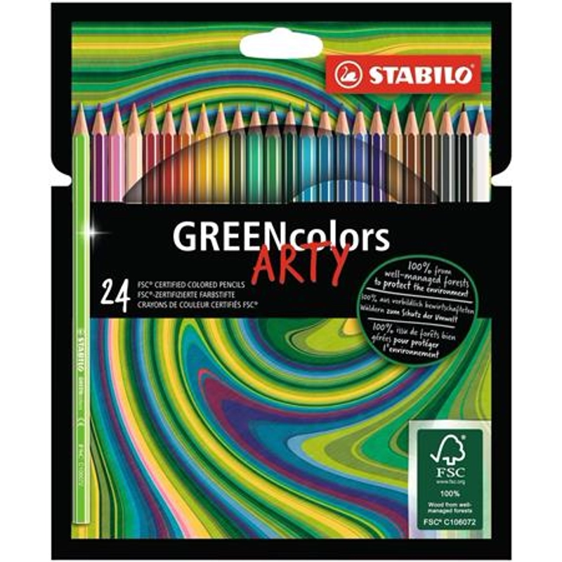 STABILO &quot;GreenColors ARTY&quot; Színes ceruza készlet - hatszögletű (24 db)