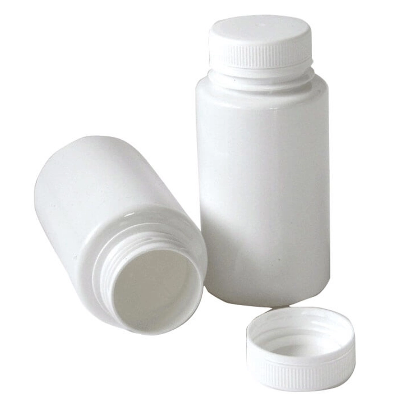 Műanyag csavaros tároló flakon 170ml, fehér