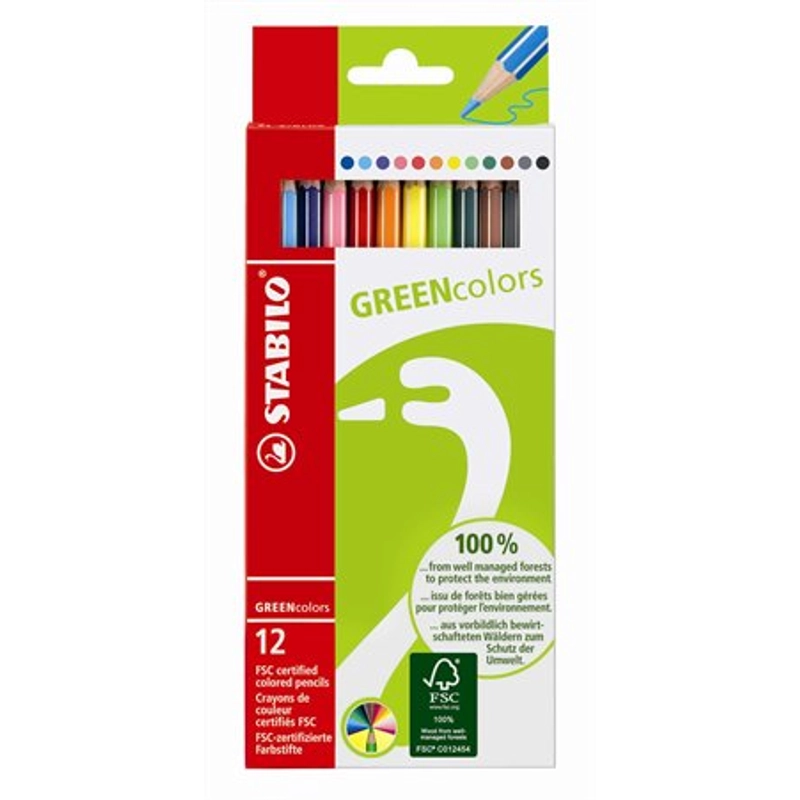 Színes ceruza készlet, Stabilo GreenColors (12 szín)