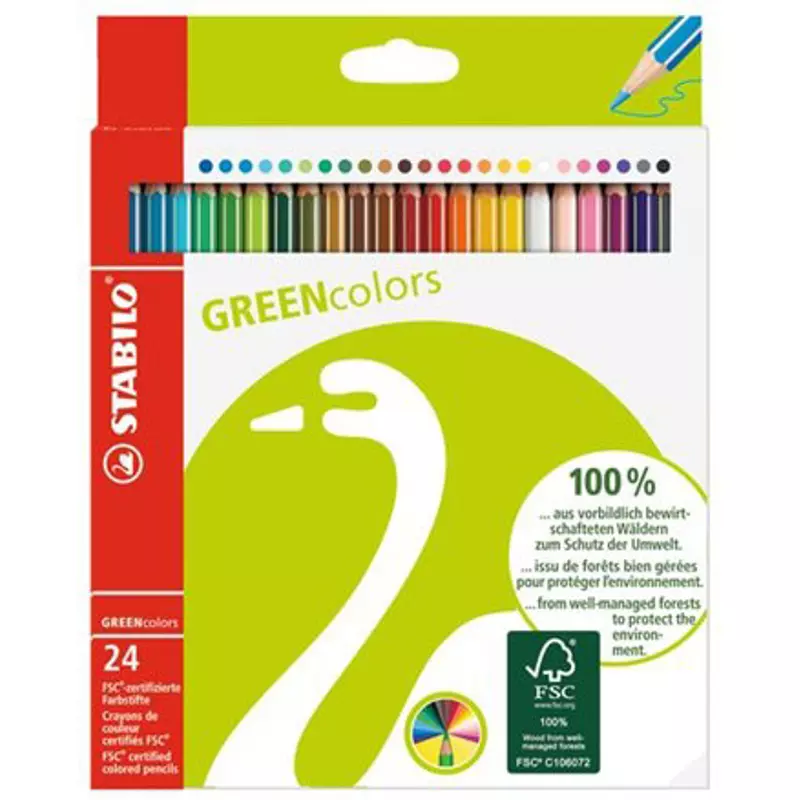 Színes ceruza készlet, Stabilo GreenColors (24 szín)
