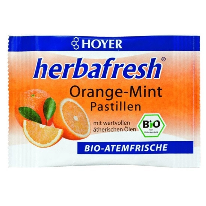 Szájízesítő cukorka Hoyer, bio (narancs-menta)