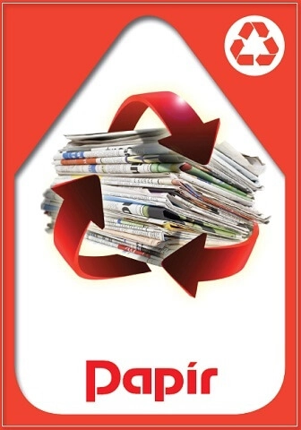 Szelektív hulladékgyűjtés matrica, kültéri (papír-piros,A4)
