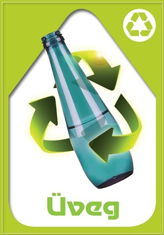 Szelektív hulladékgyűjtés matrica, kültéri (üveg-világoszöld,A4)