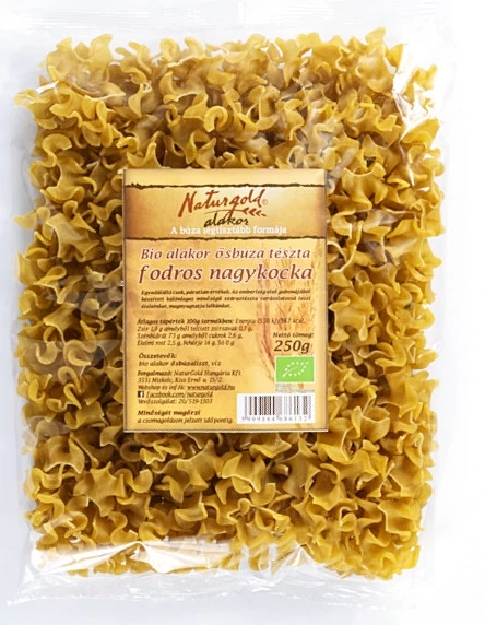 Naturgold Bio Alakor ősbúza tészta - fodros nagykocka fehér (250 g)