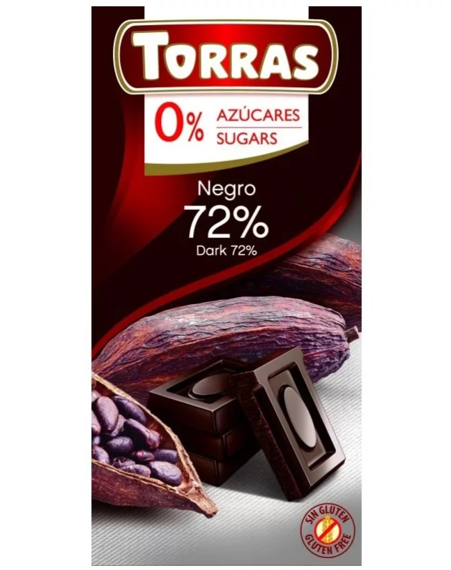Torras Gluténmentes étcsokoládé 72% hozzáadott cukor nélkül (75 g)