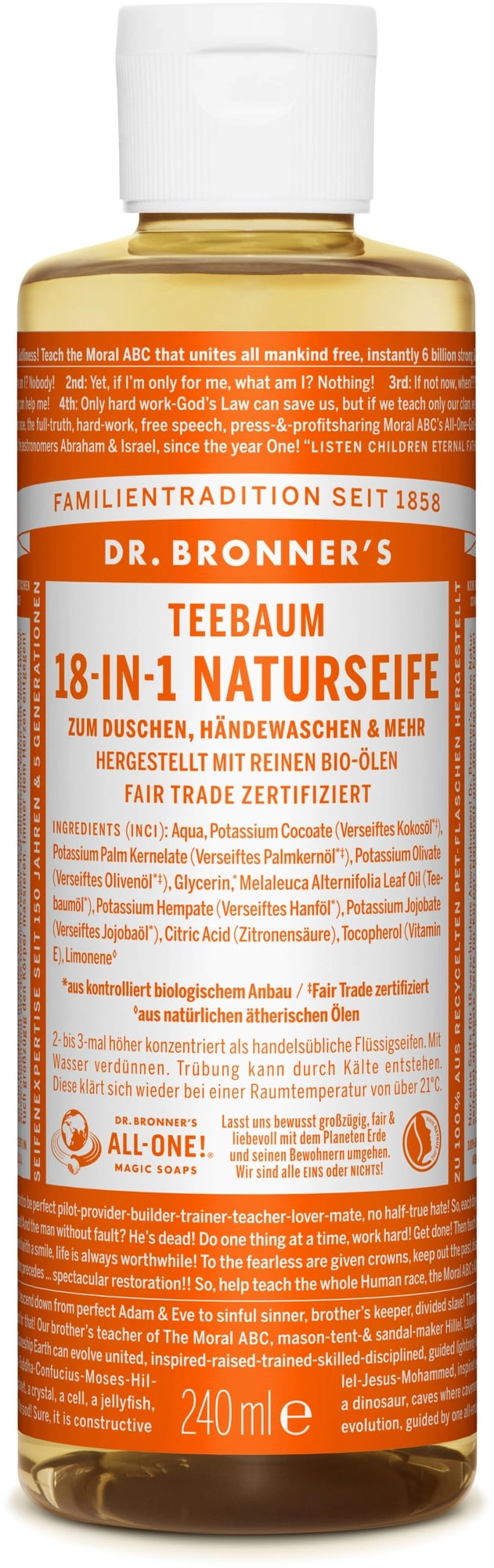 Dr. Bronner's Teafa folyékony szappan koncentrátum (237 ml)