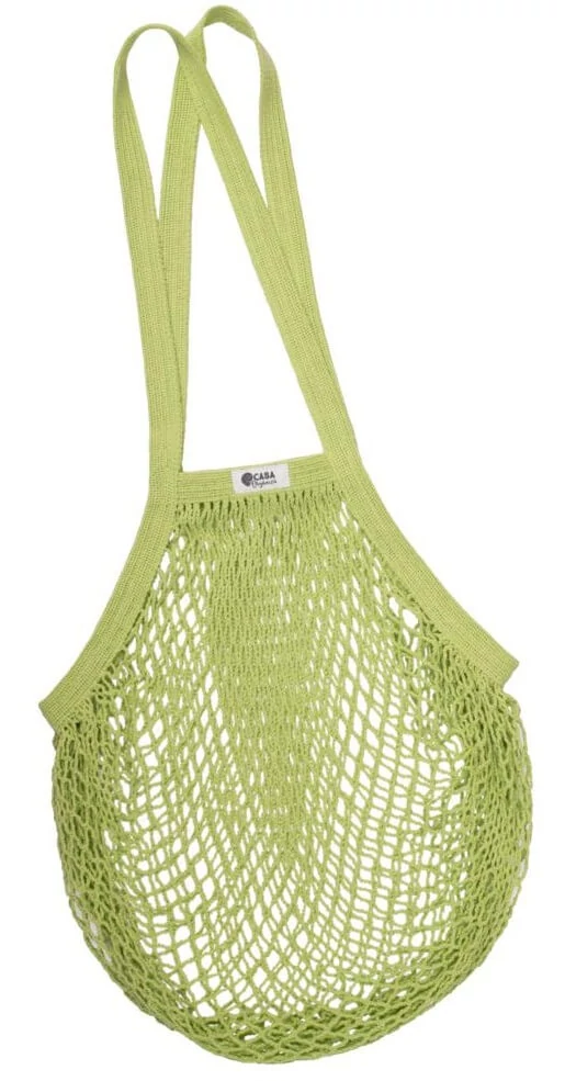 Hálós bevásárló táska biopamut, hosszú füles (lime)