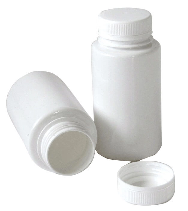 Műanyag csavaros tároló flakon 170ml, fehér