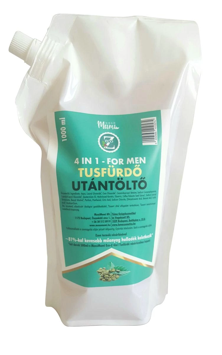 Férfi tusfürdő 4in1 utántöltő 1l, EcoZ
