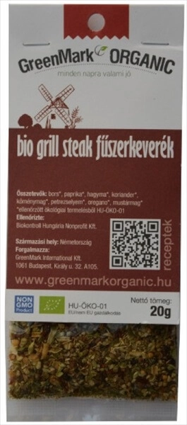 Fűszerkeverék húsokhoz bio, GreenMark (Grill steak)