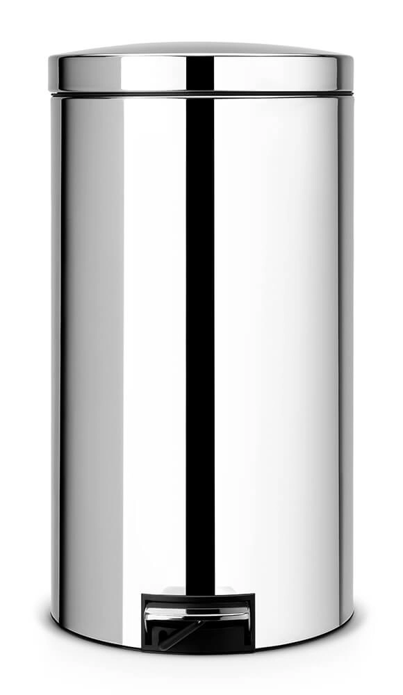 Pedálos szemetes, fém henger (45l,ezüstmetál)