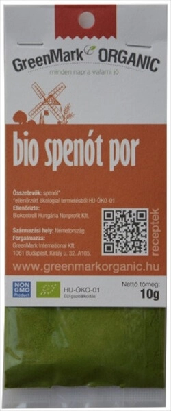 Természetes ételszínezék bio, GreenMark (Spenót por)